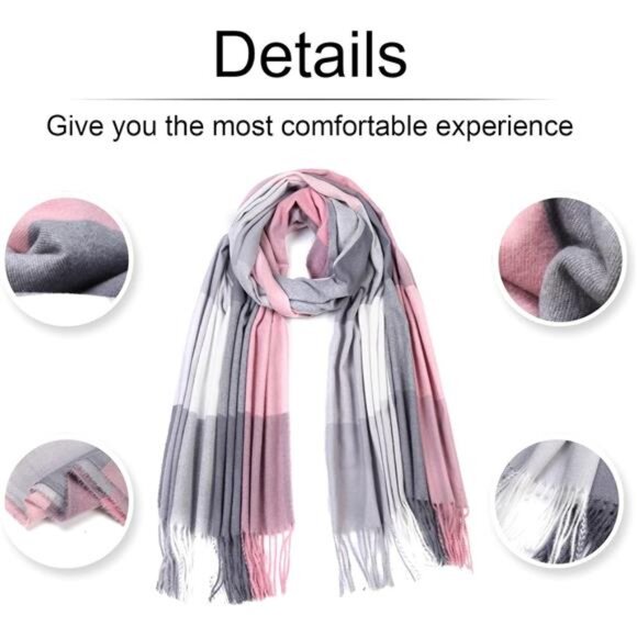 Scarf Wraps Pashminas Pashmina Shawls Warm Winter Long Large Plaid - Picture 6 of 6